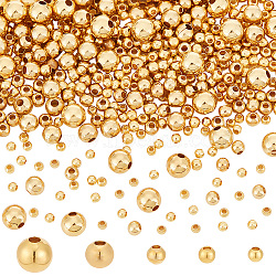 Elite 600Pcs 5 Style Brass Beads, Round, Golden, 2~5mm, Hole: 0.8~1.5mm(KK-PH0005-63)