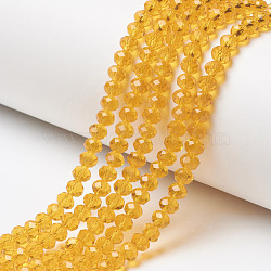 Glass Beads Strands, Faceted, Rondelle, Orange, 6x5mm, Hole: 1mm, about 83~85pcs/strand, 38~39cm(EGLA-A034-T6mm-D17)