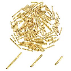 HOBBIESAY 120Pcs 3 Style Brass Tube Beads, Tube, Faceted, Golden, 10~19.5x1.5mm, Hole: 0.2~0.5mm, 40pcs/style(KK-HY0001-91)