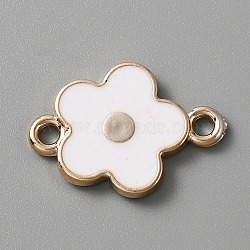 Plastic Connector Charms, with Enamel, Flower, White, 26x18x3mm, Hole: 2.5mm(KY-WH0036-23F)