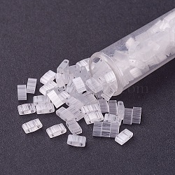 MIYUKI Half TILA Beads, Japanese Seed Beads, 2-Hole, (HTL37) Crystal Silk Satin, 5x2.3x1.9mm, Hole: 0.8mm, about 2500pcs/bag, 100g/bag(SEED-L009-M-D01)