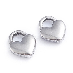 304 Stainless Steel Charms, Heart Lock, Stainless Steel Color, 10.5x9x2.5mm, Hole: 3x3.5mm(STAS-I148-04P)
