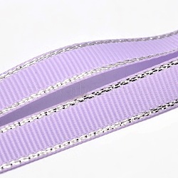 Polyester Grosgrain Ribbons for Gift Packing, Silver Wired Edge Ribbon, Medium Purple, 1/4 inch(6mm), about 100yards/roll(91.44m/roll)(SRIB-L022-006-430)