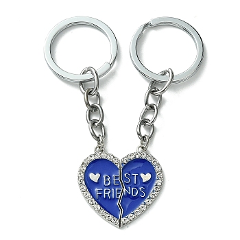 Alloy Enamel Keychain, with Alloy Rings, Dark Blue, 8.5cm