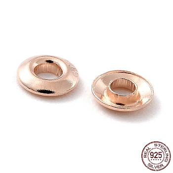 925 Sterling Silver Grommet Eyelet Findings, for Bag Making, Flat Round, Rose Gold, 0.35x0.08cm, Hole: 1.2mm