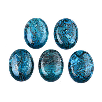 Natural Ripple Jasper Cabochons, Dyed, Oval, Sky Blue, 40~41x30~30.5x6~7mm