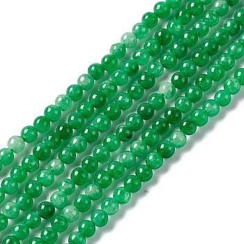 Natural White Jade Beads Strands, Dyed, Round, Green, 2.5~3mm, Hole: 0.7mm, about 131pcs/strand, 15.75 inch(40cm)