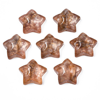 Transparent Resin Cabochons, with Water Ripple, Star, Coconut Brown, 21~21.5x22~22.5x9mm