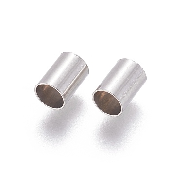 304 Stainless Steel Tube Beads, Stainless Steel Color, 7x5mm, Hole: 3.8mm