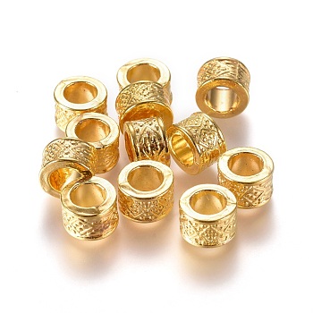 Tibetan Style Alloy European Beads, Large Hole Beads, Lead Free & Cadmium Free, Column, Golden Color, about 8mm in diameter, 5mm thick, hole: 4.5mm