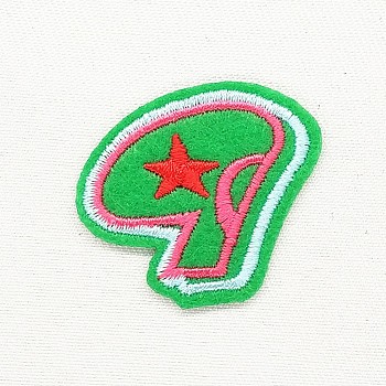 Computerized Embroidery Cloth Iron on/Sew on Patches, Costume Accessories, Appliques, Number, Lime Green, Num.9, 35x32mm