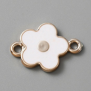 Plastic Connector Charms, with Enamel, Flower, White, 26x18x3mm, Hole: 2.5mm