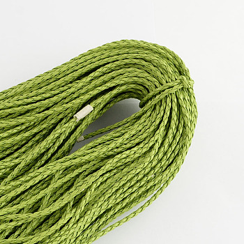 Braided Imitation Leather Cords, Round Bracelet Findings, Yellow Green, 3x3mm, about 103.89 yards(95m)/bundle