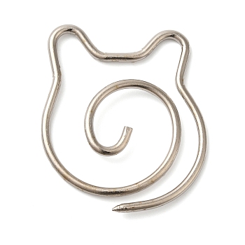 Non-Tarnish Stainless Steel Spiral Wire Knitting Needle, Shawl Pin, Cat, Stainless Steel Color, 5cm