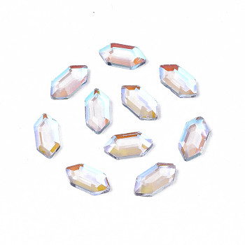 Glass Rhinestone Cabochons, Nail Art Decoration Accessories, Faceted, Hexagon, Lilac, 6.5x3x1.5mm