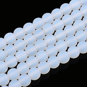 Imitation Opalite Glass Beads Strands, Frosted, Round, WhiteSmoke, 4~4.5mm, Hole: 0.8mm, about 97~99pcs/strand, 14.76 inch~14.96 inch(37.5~38cm)
