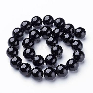 Natural Black Onyx Round Beads Strands(GSR14mmC097)-3
