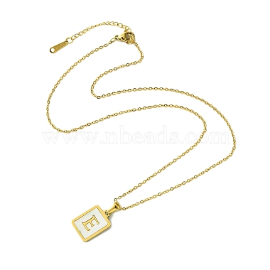 Ion Plating(IP) Rectangle with Initial Letter 304 Stainless Steel Pendant Necklace(NJEW-R265-04G-E)-3