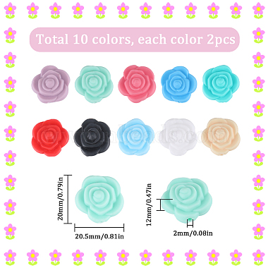 20Pcs 10 Colors Rose Food Grade Eco-Friendly Silicone Beads(SIL-SC0001-44)-2