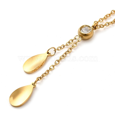 Teardrop PVD Vacuum Plating 304 Stainless Steel Lariat Necklaces(NJEW-G125-08G)-2