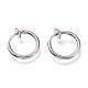 304 Stainless Steel Retractable Clip-on Hoop Earrings(X-STAS-O135-01E)-1