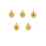 304 Stainless Steel Micro Pave Rhinestone Pendants, Oval, Ion Plating(IP), Real 14K Gold Plated, Mixed Color, 15x12mm(STAS-OY005-55G)