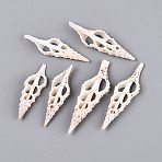Natural Spindle Shell Pendants, Shell Slice Charms, Floral White, 43~58x14~17x5.5~6.5mm, Hole: 2~9.5x2~5mm(SSHEL-N042-26)