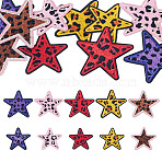 10Pcs 10 Styles Polyester Leopard Print Embroidery Cloth Iron on/Sew on Patches, Costume Accessories, Star, Mixed Color, 55~64x55~65x1.5mm, 1pc/style(PATC-TA0001-58)
