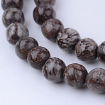 Natural Snowflake Obsidian Beads Strands, Round, 10~10.5mm, Hole: 1.2mm, about 36pcs/strand, 15.5 inch(G-Q462-10mm-37)