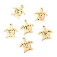 304 Stainless Steel Charms, Laser Cut, Sea Turtle, Golden, 12x11x1mm, Hole: 1mm(STAS-O142-21G)