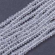 Transparent Glass Beads Strands, Faceted, Rondelle, Clear, 3x2mm, Hole: 0.8mm, about 185~190pcs/strand, 14.9~16.9 inch(38~44cm)(GLAA-F076-B03)