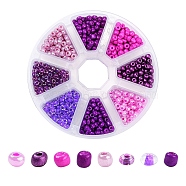8 Style 6/0 Glass Round Seed Beads, Baking Paint & Ceylon & Transparent Inside Colours Round Hole Beads, Small Craft Beads, for DIY Jewelry Making, Mixed Color, 4~5x2.5~4.5mm, Hole: 1~2mm, about 880~1120pcs/box(SEED-YW0001-39C)