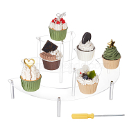 3-Tier Acrylic Semicircle Dessert Display Risers, Mini Cupcake Organizer Holder, Party Supplies, Clear, Finished Product: 20x40x16.8cm(ODIS-WH0329-39)