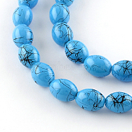 Baking Painted Drawbench Glass Bead Strands, Oval, Deep Sky Blue, 8x6~6.5mm, Hole: 1mm, about 100pcs/strand, 31.4 inch(X-GLAD-S080-6x8-B78)
