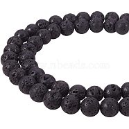 Natural Lava Rock Stone Bead Strands, Round, 8mm, Hole: 1mm, about 47pcs/strand, 15.7 inch, 1strand/set(G-PH0028-8mm-04)