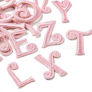 Computerized Embroidery Cloth Self Adhesive Patches, Stick on Patch, Costume Accessories, Random Mixed Letters, Pink, 26~33x6~28mm(FIND-TAC0002-01-M)