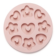 Heart & Star Silicone Molds, Food Grade Molds, For DIY Cake Decoration, Chocolate, Candy, UV Resin & Epoxy Resin Craft Making, Pink, 205x20mm, Inner Diameter: 41x48mm, 51x54mm and 51x58mm(DIY-I059-09)