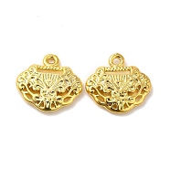 Rack Plating Brass Charms,  Lead Free & Cadmium Free Free, Long-Lasting Plated, Auspicious Clouds Lock Charm, Real 18K Gold Plated, 12.5x13x2mm, Hole: 1.2mm(KK-Q772-26G)