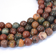 Natural Picasso Stone/Picasso Jasper Beads Strands, Round, 10~10.5mm, Hole: 1.2mm, about 36pcs/strand, 15.5 inch(X-G-E334-10mm-10)