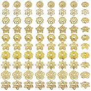 100Pcs 10 Styles Brass Bead Caps, Flower, Golden, 6~9x1.5~4mm, Hole: 0.9~1.4mm, 10pcs/style(KK-CJ0002-08)