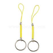Polyester Cord Mobile Straps, with Platinum Plated Iron Findings, Yellow, 10.1~10.2cm(FIND-G063-04P-02)