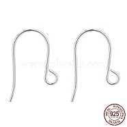 925 Sterling Silver Earring Hooks, Silver, 16x10mm, Hole: 2mm, 21 Gauge, Pin: 0.7mm(STER-G011-19)