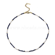 Glass Beaded Necklaces, Midnight Blue, 18.66 inch(47.4cm)(NJEW-P297-01G-01)