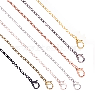 Brass Cable Chains Necklace Making, with Alloy Lobster Claw Clasps, Mixed Color, 23.6 inch(60cm), 7 Colors, 5pcs/color, 35pcs/set(MAK-PH0002-08)