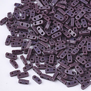 2-Hole Opaque Glass Seed Beads, Rectangle, Purple, 4.5~5x2x1~1.5mm, Hole: 0.5~0.8mm(SEED-S023-21A-05)