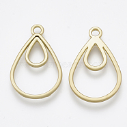 Smooth Surface Alloy Open Back Bezel Pendants, For DIY UV Resin, Epoxy Resin, Pressed Flower Jewelry, teardrop, Matte Gold Color, 24x15.5x1.5mm, Hole: 1.5mm(X-PALLOY-S117-148)