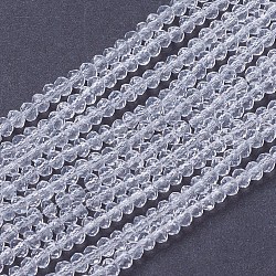 Transparent Glass Beads Strands, Faceted, Rondelle, Clear, 2.9~3.3x2mm, Hole: 0.8mm, about 185~190pcs/strand, 14.9~16.9 inch(38~44cm)(GLAA-F076-B03)