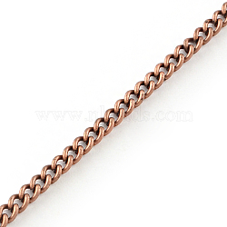 Unwelded Iron Curb Chains, with Spool, Red Copper, 4x2.7x0.8mm, about 328.08 Feet(100m)/roll(CH-R078-06R)