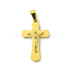 Vacuum Plating 304 Stainless Steel Pendants, Crucifix Cross Charm, Golden, 30x19x5mm, Hole: 7.5x3.5mm(STAS-H192-06A-G02)
