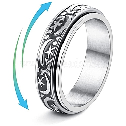 Rotatable Titanium Steel Finger Rings, Stainless Steel Color, 6mm,US Size 7(17.3mm)(PW-WGFD7F6-01)